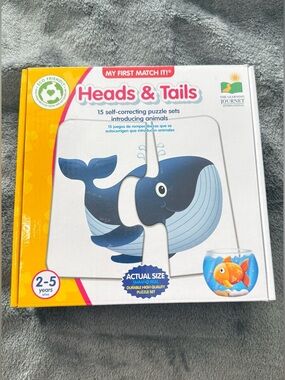 The Learning Journey Heads & Tails Animal Puzzle Set - Blue/White/Yellow Box